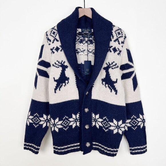 New Alpaca Wool Blend Christmas Cardigan Sweater Winter Fair Isle Knit Oversized - Picture 3 of 11